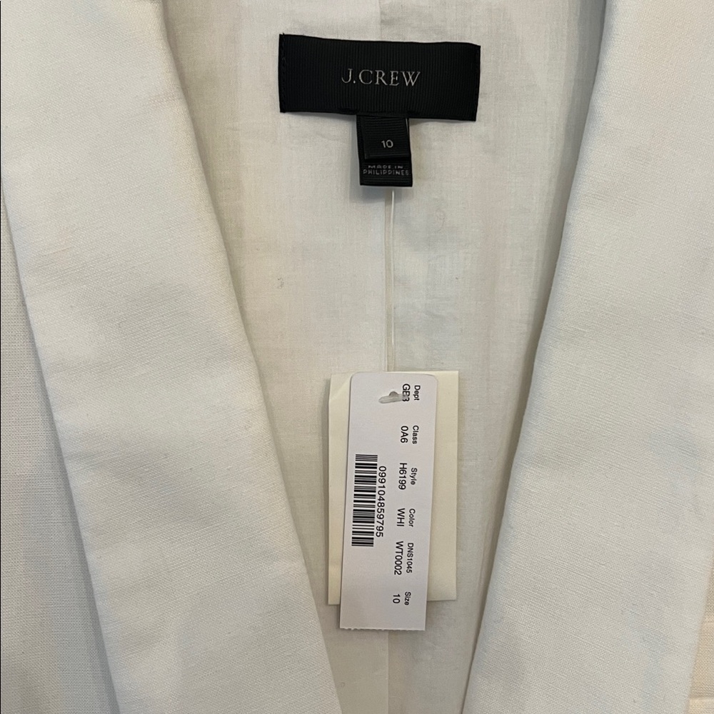 JCREW Unstructured Blazer Cotton-Linen In White Sz 10 - NWT!! - Picture 8 of 10